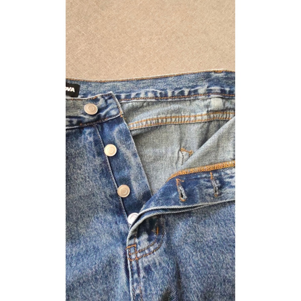 Fashion Nova Womens Blue Acid Wash Wide Leg High Rise Button Fly Jeans Size 16 - Picture 3 of 7